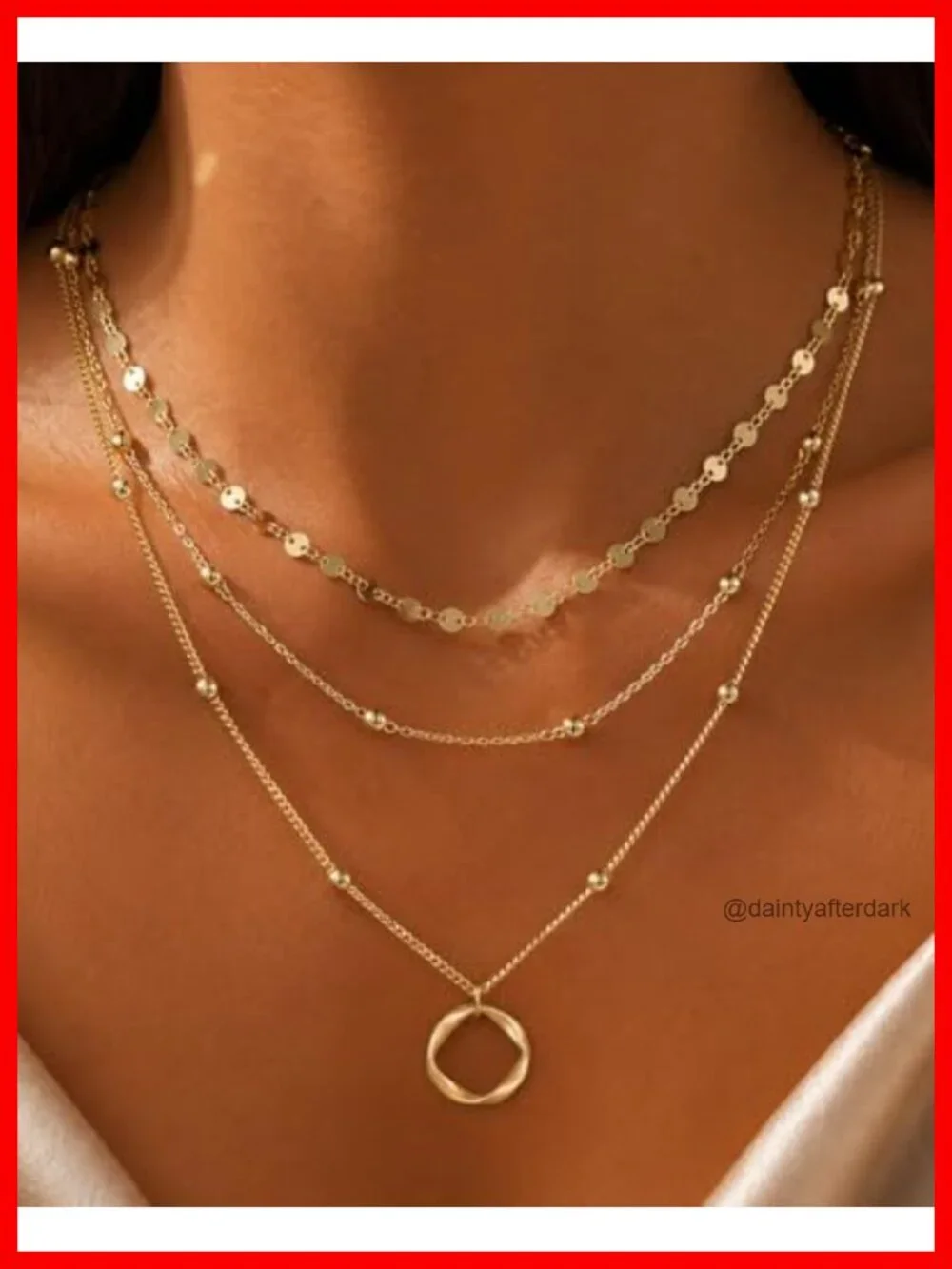 3 Piece 14K Gold Plated Layered Necklace Set for Women | Stackable Pendant